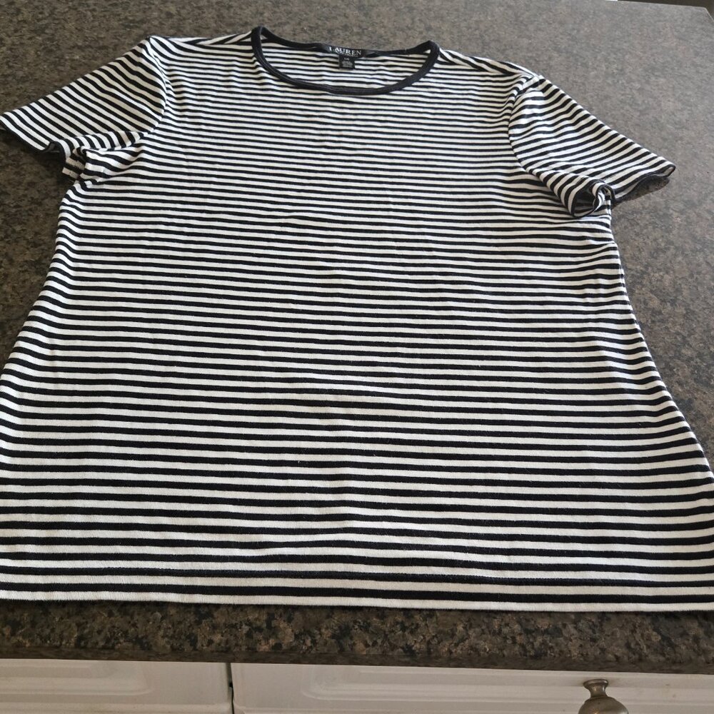 Lauren Ralph Lauren striped Tee, short sleeve, Black / Ivory L/G